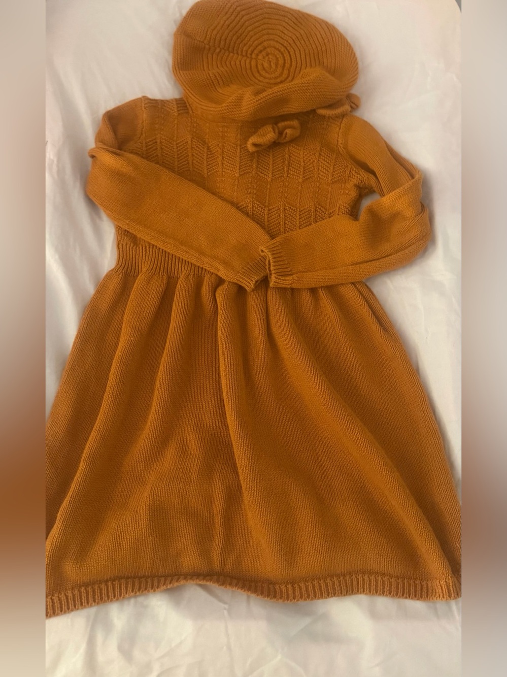 Girls' Knit Long-Sleeve Sweater Dress in Mustard